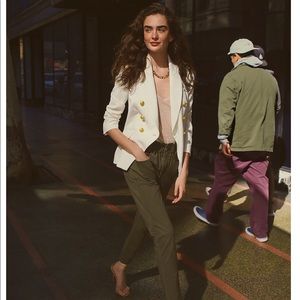 Express 3/4in sleeve novelty button blazer